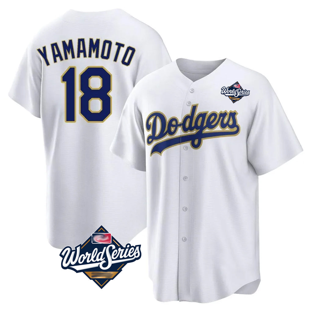 MATTH LA.Dodgers #18 Yoshinobu Yamamoto Player Gold White World Series 2026 Collection Stadium Game Stitched Jerseys