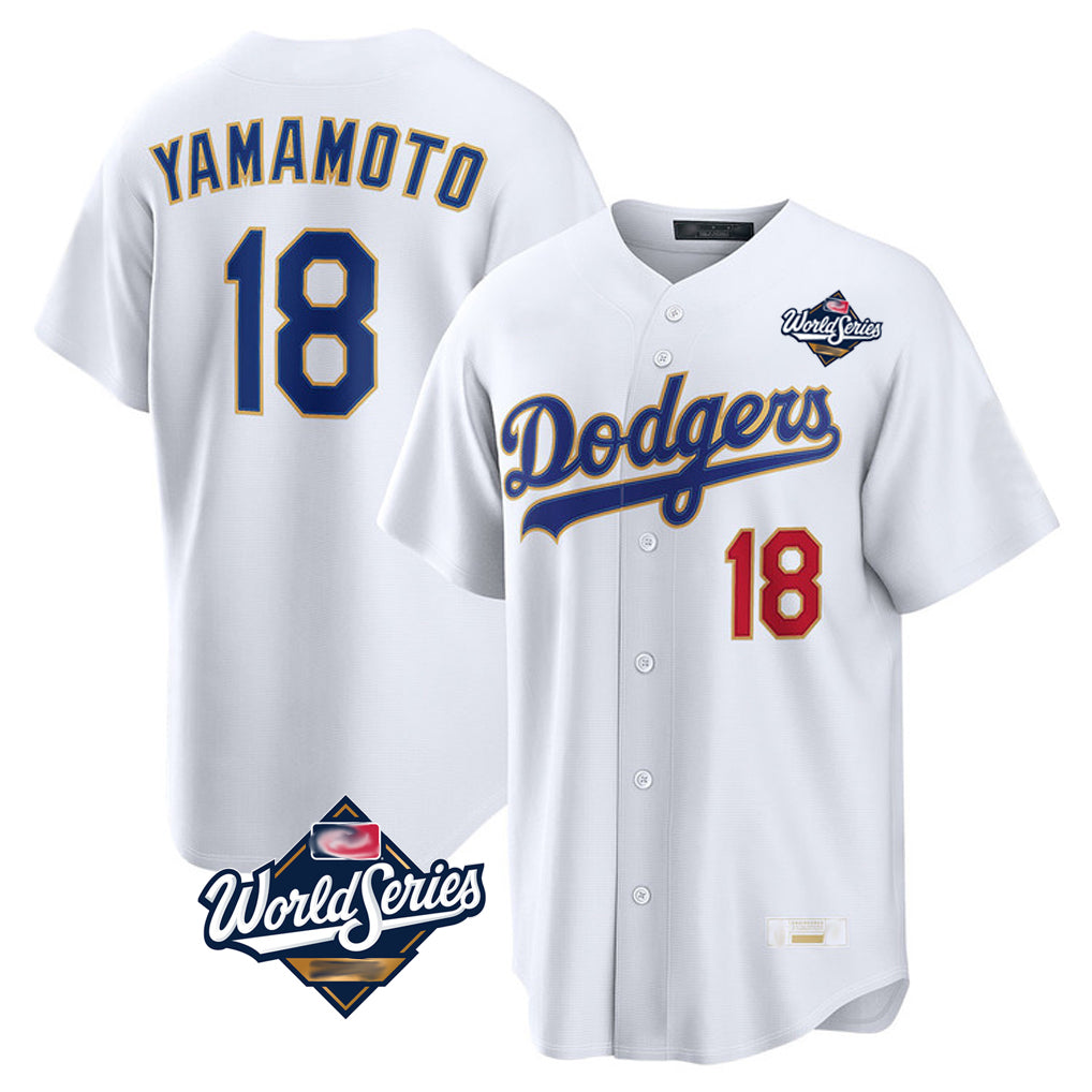 MATTH LA.Dodgers #18 Yoshinobu Yamamoto Player Gold White World Series 2026 Collection Stadium Limited Stitched Jerseys
