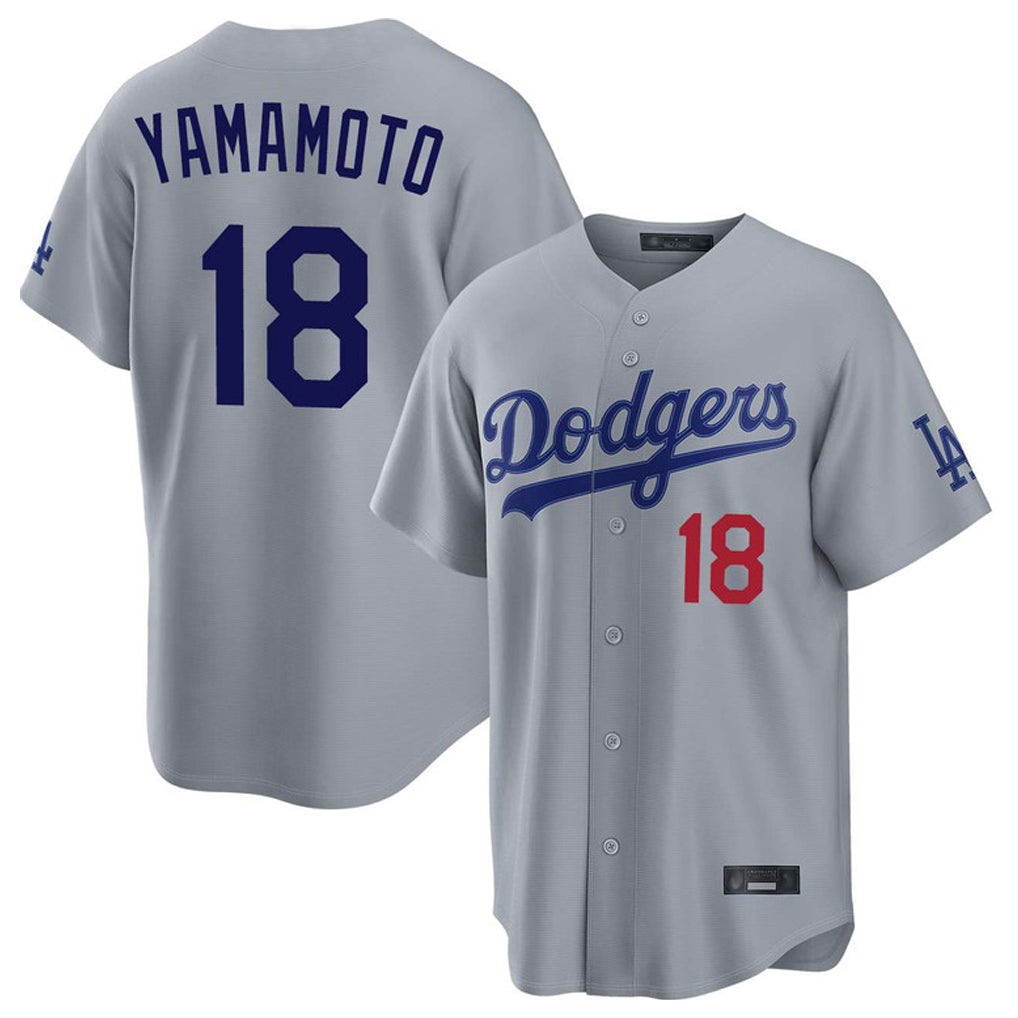 MATTH LA.Dodgers #18 Yoshinobu Yamamoto Player Gray Game Home Stitched Jerseys