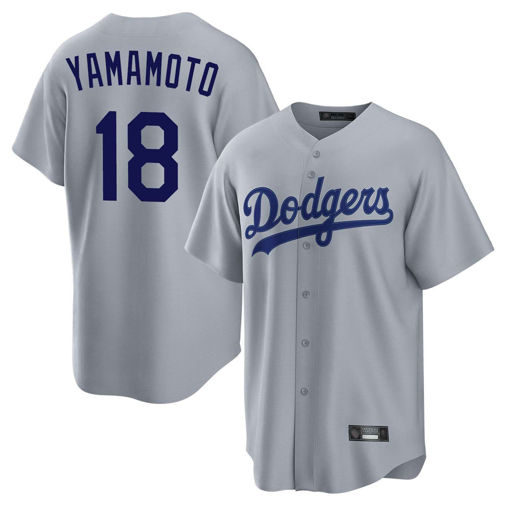 MATTH LA.Dodgers #18 Yoshinobu Yamamoto Player Gray Game Stitched Jerseys