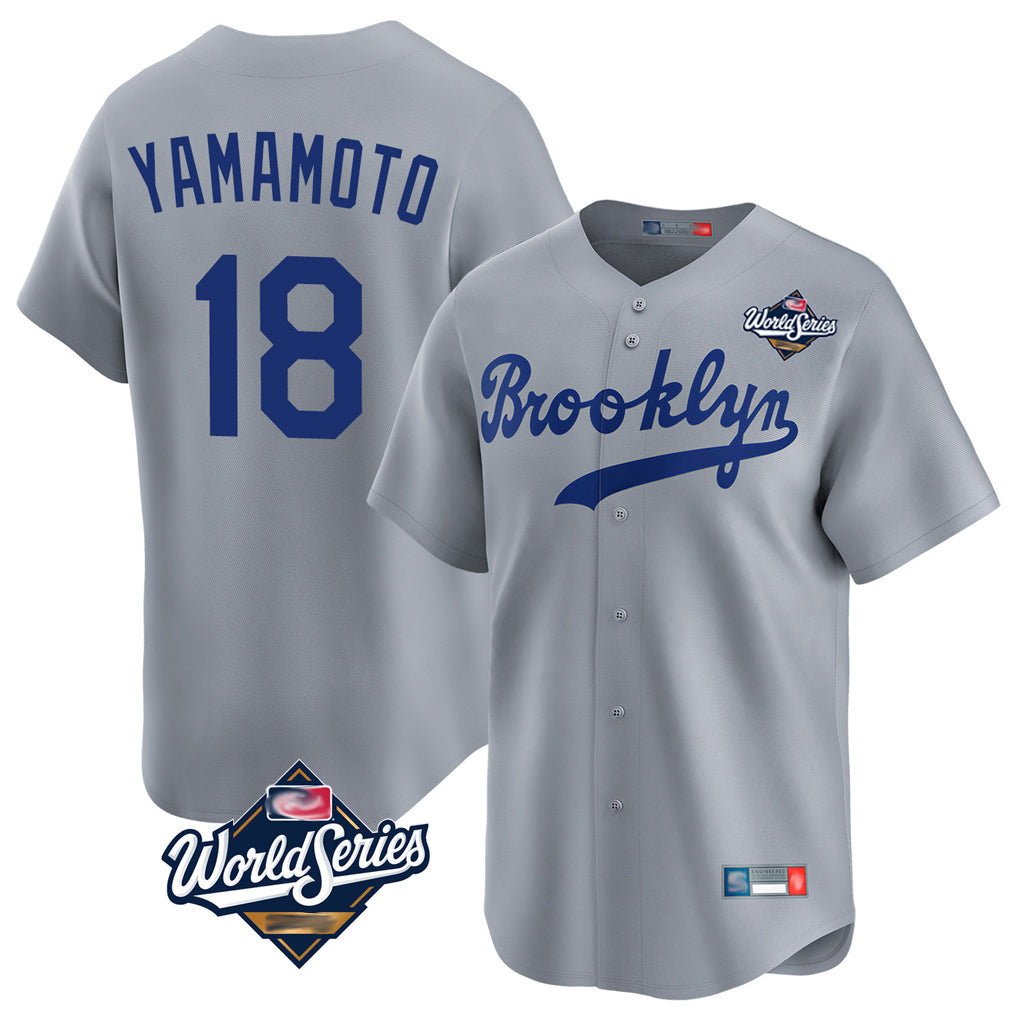 MATTH LA.Dodgers #18 Yoshinobu Yamamoto Player Gray World Series Game Limited Home Stitched Jerseys