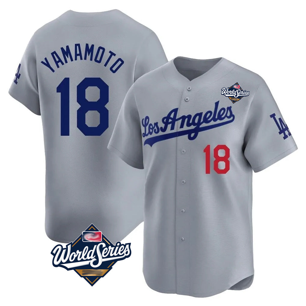 MATTH LA.Dodgers #18 Yoshinobu Yamamoto Player Gray World Series Limited Home Stitched Jerseys