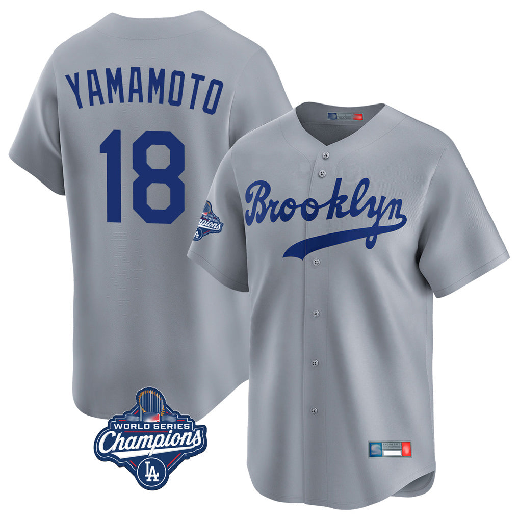 MATTH LA.Dodgers #18 Yoshinobu Yamamoto Player Gray World Series Meet Game Limited Home Stitched Jerseys