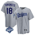 MATTH LA.Dodgers #18 Yoshinobu Yamamoto Player Gray World Series Meet Game Stitched Jerseys