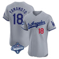 MATTH LA.Dodgers #18 Yoshinobu Yamamoto Player Gray World Series Meet Limited Elite Home Stitched Jerseys
