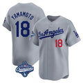 MATTH LA.Dodgers #18 Yoshinobu Yamamoto Player Gray World Series Meet Limited Home Stitched Jerseys