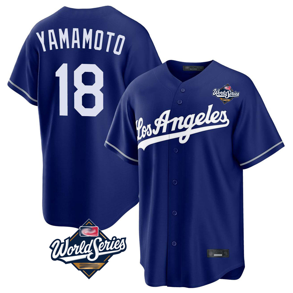 MATTH LA.Dodgers #18 Yoshinobu Yamamoto Player Royal World Series Game Stitched Jerseys