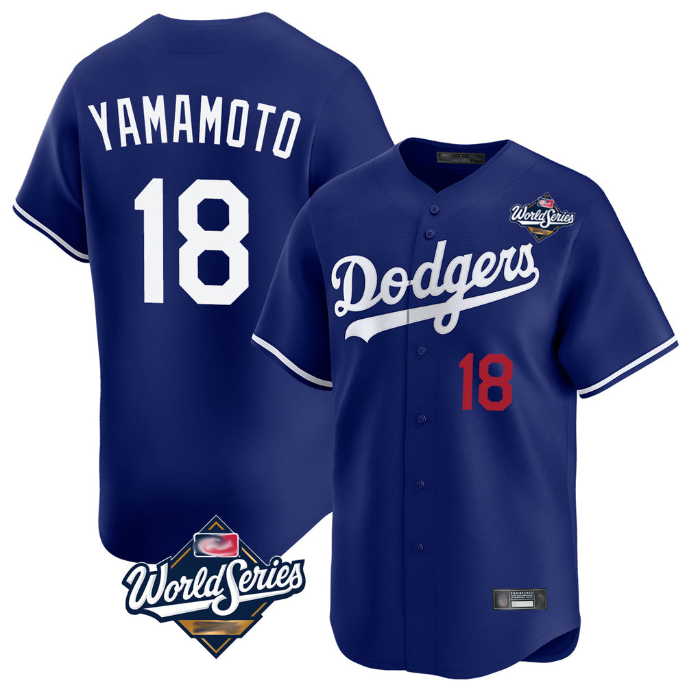 MATTH LA.Dodgers #18 Yoshinobu Yamamoto Player Royal World Series Limited Home Stitched Jerseys