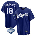 MATTH LA.Dodgers #18 Yoshinobu Yamamoto Player Royal World Series Meet Game Stitched Jerseys