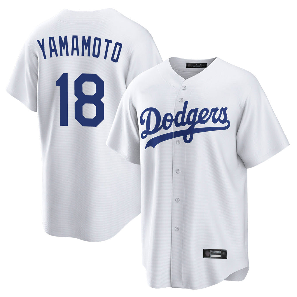 MATTH LA.Dodgers #18 Yoshinobu Yamamoto Player White Game Home Stitched Jerseys