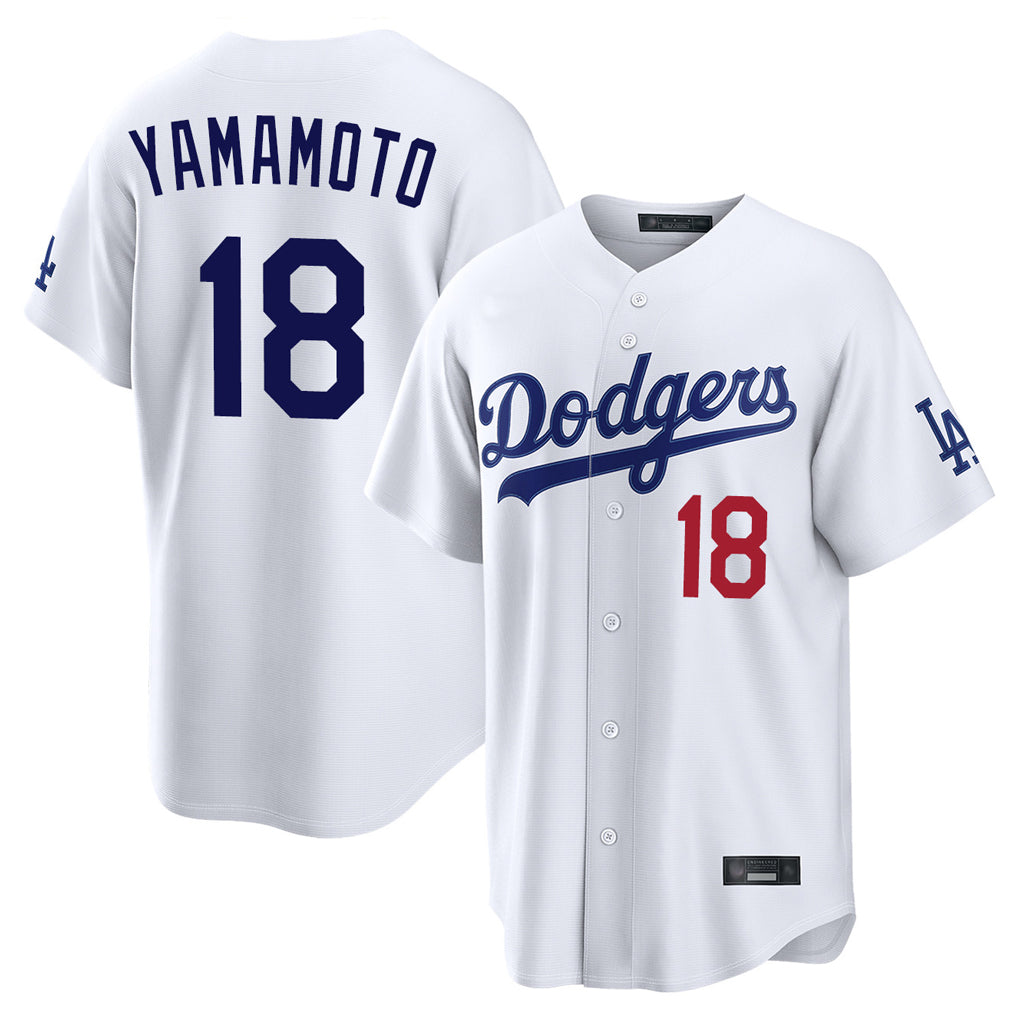 MATTH LA.Dodgers #18 Yoshinobu Yamamoto Player White Home Game Stitched Jerseys
