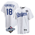 MATTH LA.Dodgers #18 Yoshinobu Yamamoto Player White World Series Game Home Stitched Jerseys