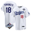 MATTH LA.Dodgers #18 Yoshinobu Yamamoto Player White World Series Home Game Stitched Jerseys