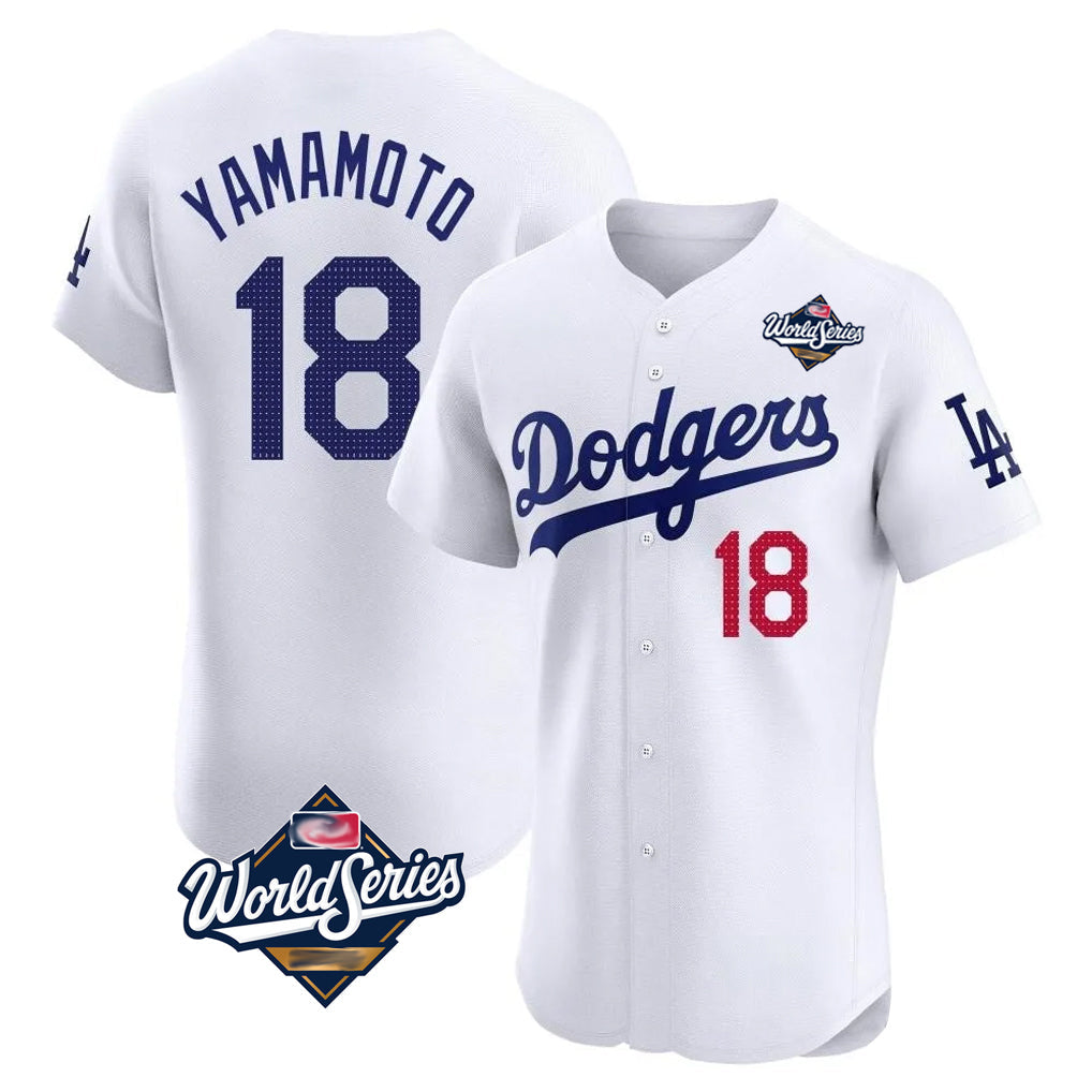 MATTH LA.Dodgers #18 Yoshinobu Yamamoto Player White World Series Limited Elite Home Stitched Jerseys