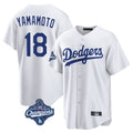 MATTH LA.Dodgers #18 Yoshinobu Yamamoto Player White World Series Meet Game Home Stitched Jerseys