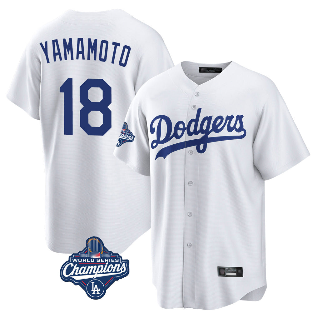 MATTH LA.Dodgers #18 Yoshinobu Yamamoto Player White World Series Meet Game Home Stitched Jerseys