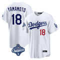 MATTH LA.Dodgers #18 Yoshinobu Yamamoto Player White World Series Meet Home Game Stitched Jerseys