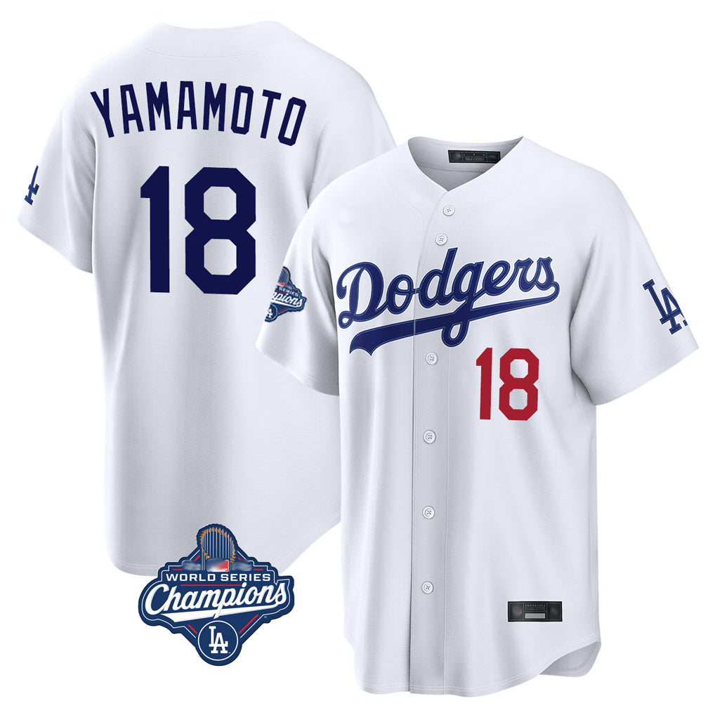 MATTH LA.Dodgers #18 Yoshinobu Yamamoto Player White World Series Meet Home Game Stitched Jerseys