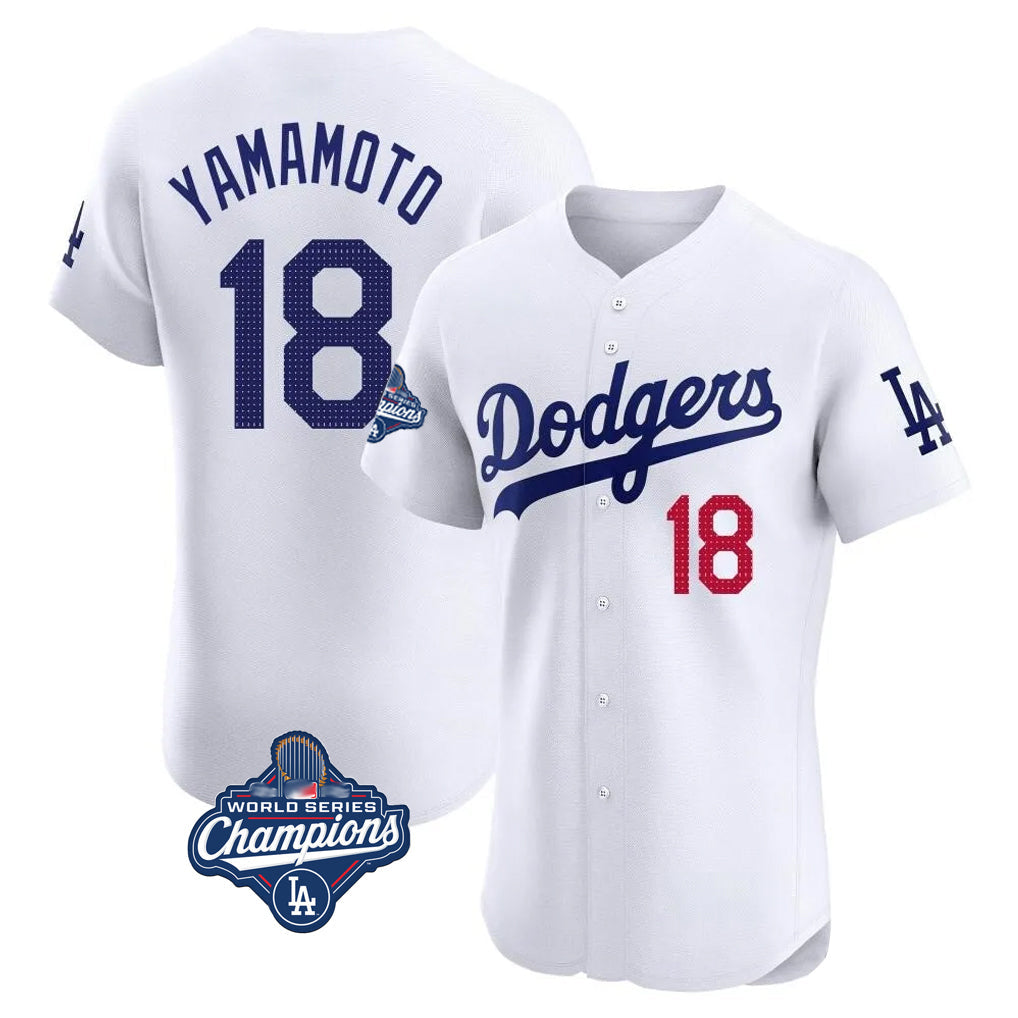 MATTH LA.Dodgers #18 Yoshinobu Yamamoto Player White World Series Meet Limited Elite Home Stitched Jerseys