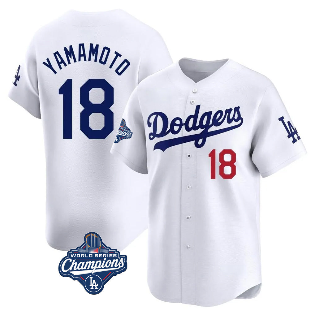 MATTH LA.Dodgers #18 Yoshinobu Yamamoto Player White World Series Meet Limited Home Stitched Jerseys