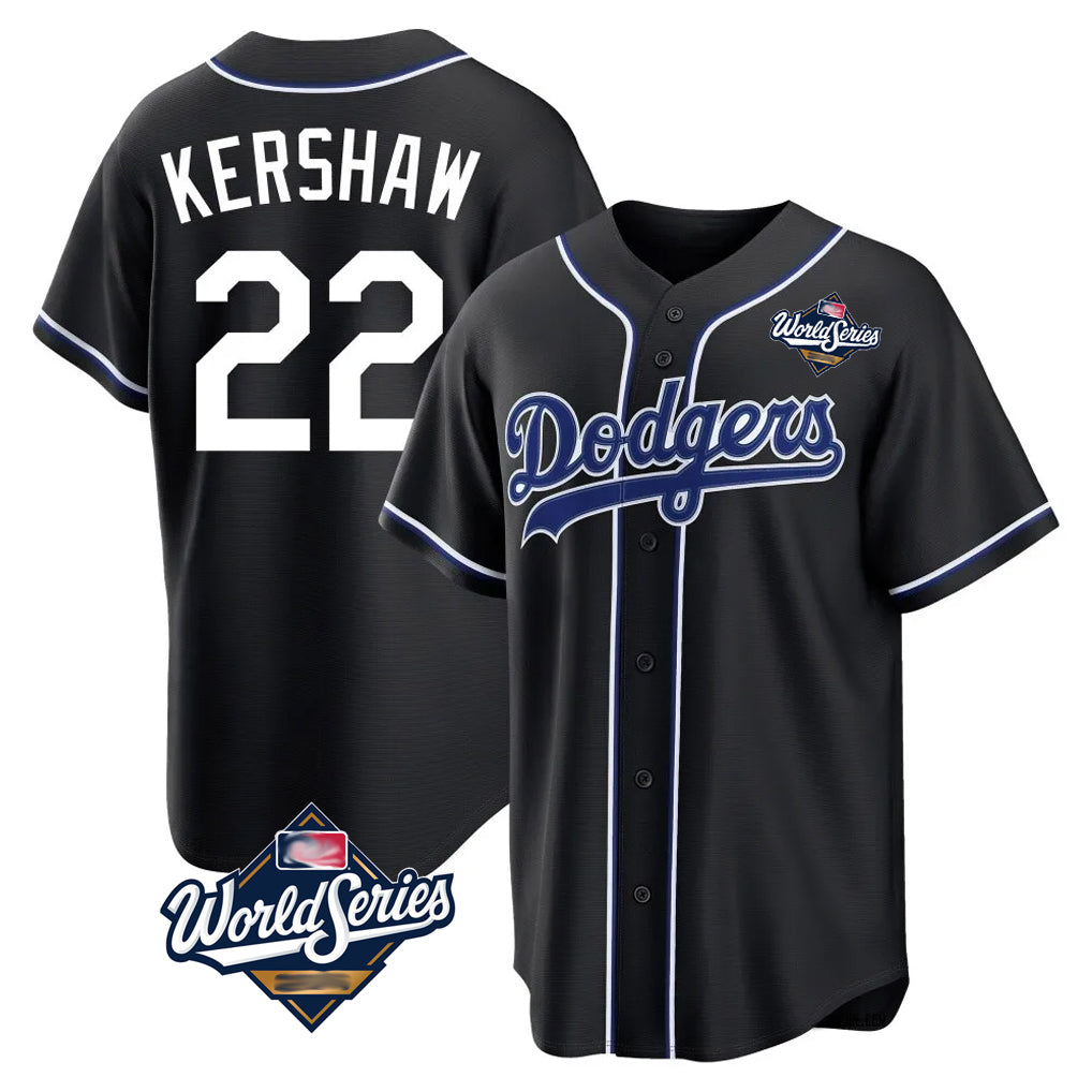 MATTH LA.Dodgers #22 Clayton Kershaw Player Black World Series Carbon Limited Home Stitched Jerseys
