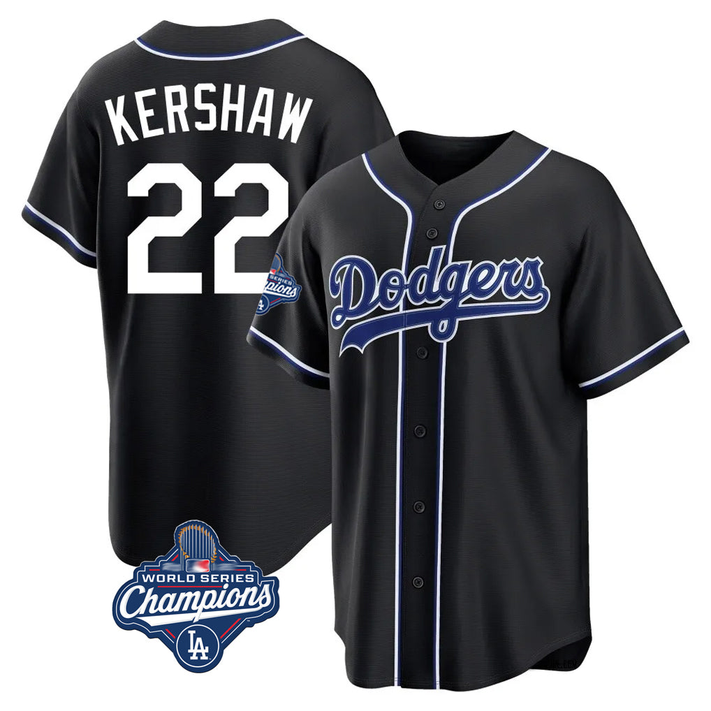 MATTH LA.Dodgers #22 Clayton Kershaw Player Black World Series Meet Carbon Limited Home Stitched Jerseys