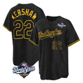 MATTH LA.Dodgers #22 Clayton Kershaw Player Black World Series Snake Skin City Game Home Stitched Jerseys