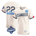 MATTH LA.Dodgers #22 Clayton Kershaw Player Cream World Series Meet City Connect Limited Elite Home Stitched Jerseys