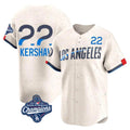 MATTH LA.Dodgers #22 Clayton Kershaw Player Cream World Series Meet City Connect Limited Home Stitched Jerseys