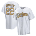 MATTH LA.Dodgers #22 Clayton Kershaw Player Gold Collection Game Home Stitched Jerseys