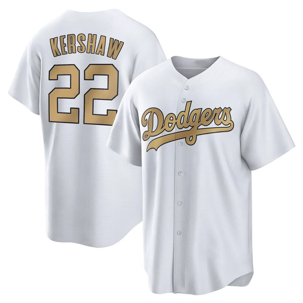 MATTH LA.Dodgers #22 Clayton Kershaw Player Gold Collection Game Home Stitched Jerseys