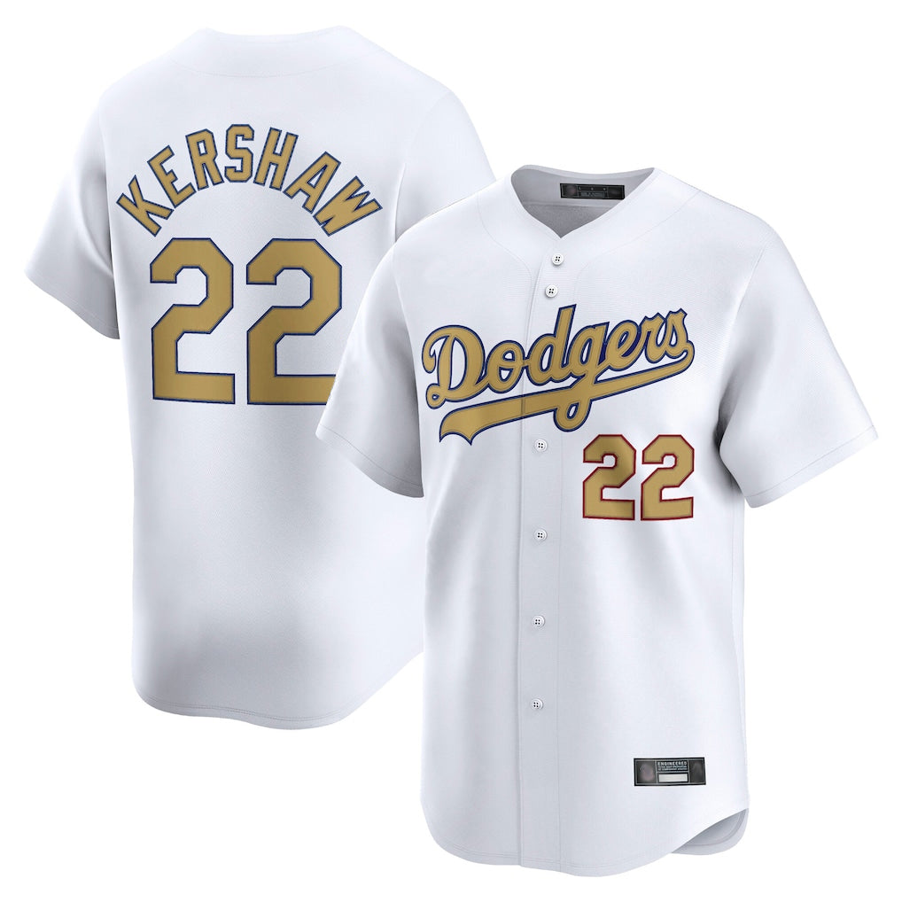 MATTH LA.Dodgers #22 Clayton Kershaw Player Gold Collection Limited Home Stitched Jerseys