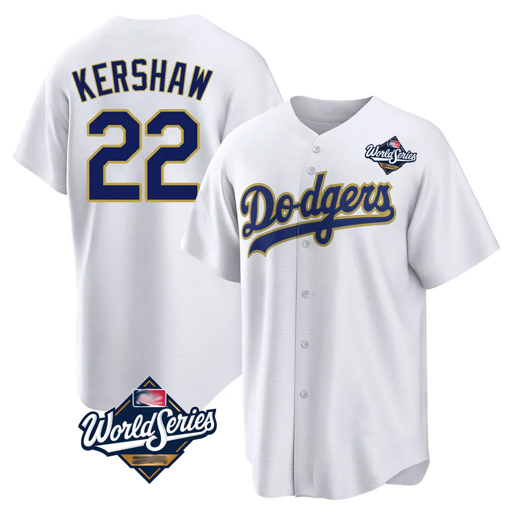 MATTH LA.Dodgers #22 Clayton Kershaw Player Gold White World Series 2026 Collection Stadium Game Stitched Jerseys