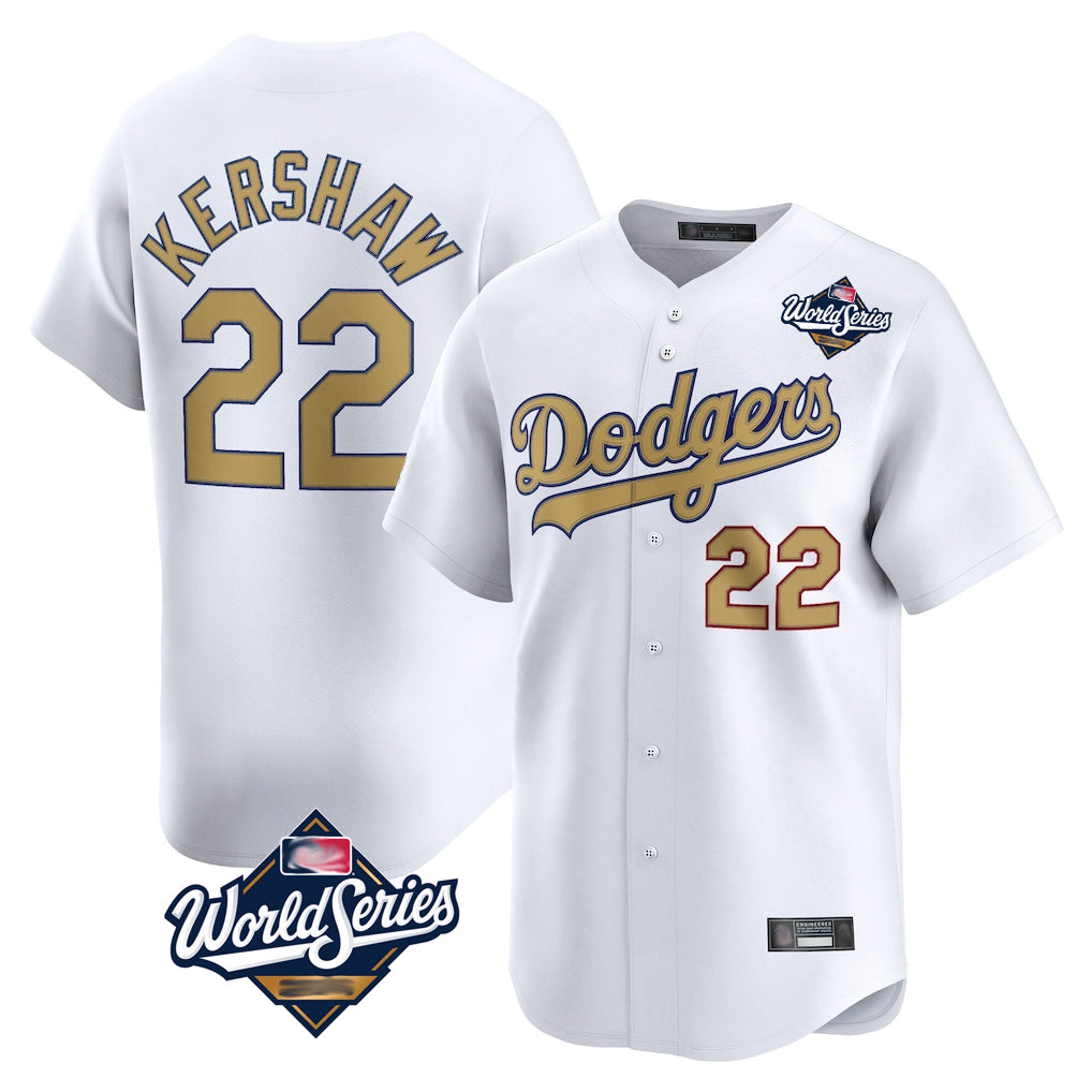 MATTH LA.Dodgers #22 Clayton Kershaw Player Gold World Series Collection Limited Home Stitched Jerseys