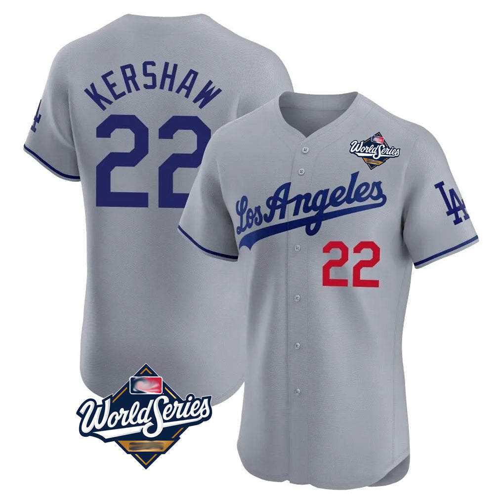 MATTH LA.Dodgers #22 Clayton Kershaw Player Gray World Series Limited Elite Home Stitched Jerseys