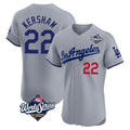 MATTH LA.Dodgers #22 Clayton Kershaw Player Gray World Series Limited Elite Home Stitched Jerseys