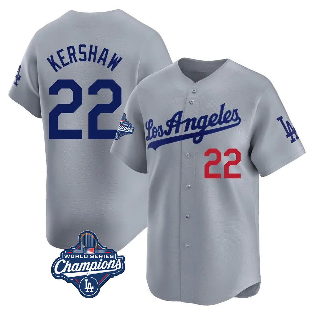 MATTH LA.Dodgers #22 Clayton Kershaw Player Gray World Series Meet Limited Home Stitched Jerseys