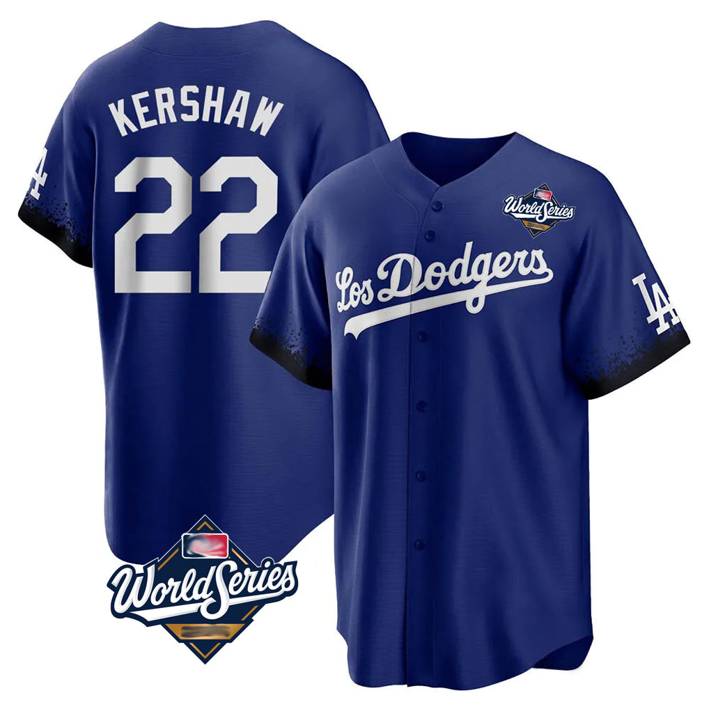 MATTH LA.Dodgers #22 Clayton Kershaw Player Royal World Series City Connect Home Game Stitched Jerseys
