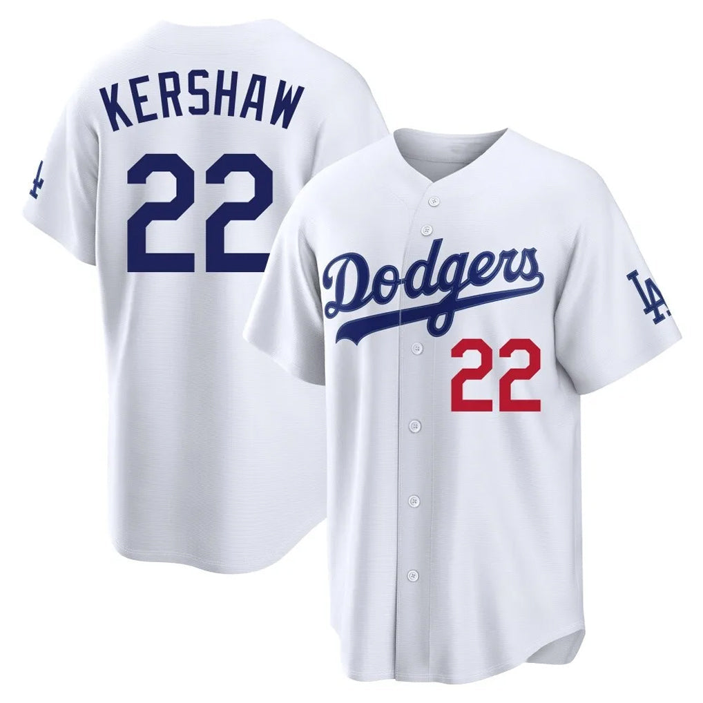 MATTH LA.Dodgers #22 Clayton Kershaw Player White Home Game Stitched Jerseys