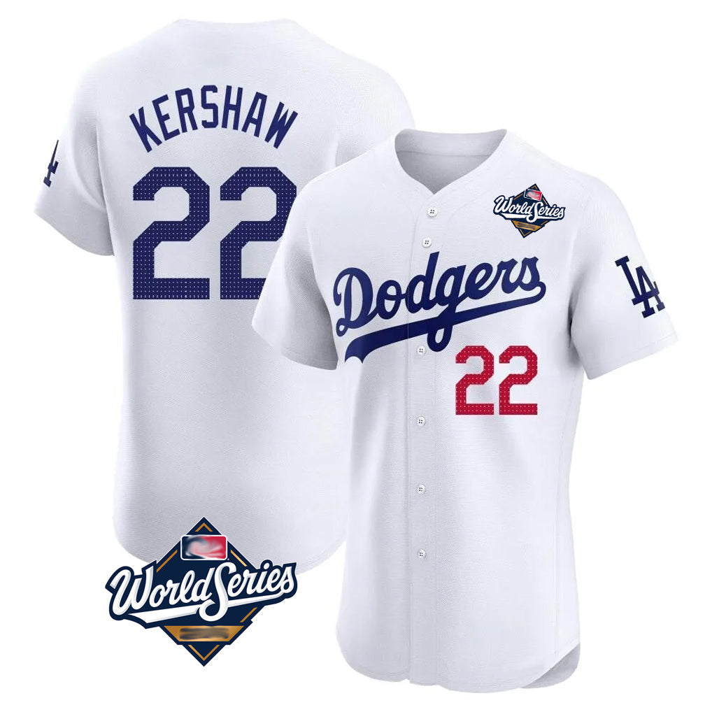 MATTH LA.Dodgers #22 Clayton Kershaw Player White World Series Limited Elite Stitched Jerseys