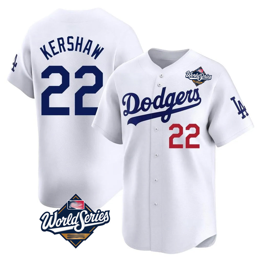 MATTH LA.Dodgers #22 Clayton Kershaw Player White World Series Limited Home Stitched Jerseys