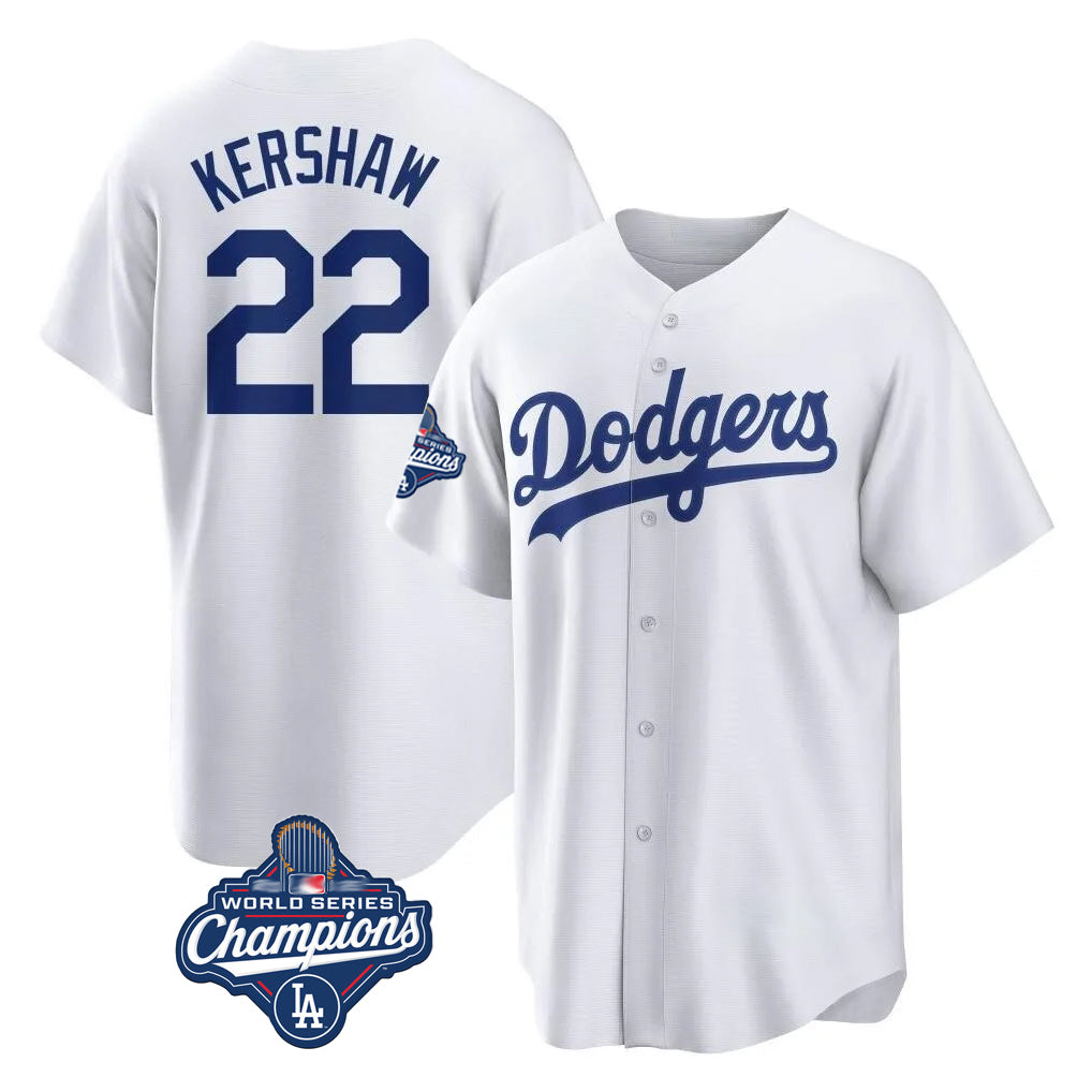 MATTH LA.Dodgers #22 Clayton Kershaw Player White World Series Meet Game Home Stitched Jerseys