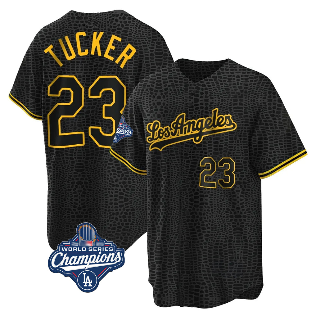 MATTH LA.Dodgers #23 Kyle Tucker Player Black Gold World Series Meet Limited Home Stitched Jerseys