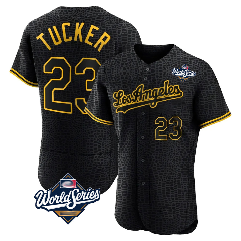 MATTH LA.Dodgers #23 Kyle Tucker Player Black World Series Snake Skin City Limited Elite Home Stitched Jerseys