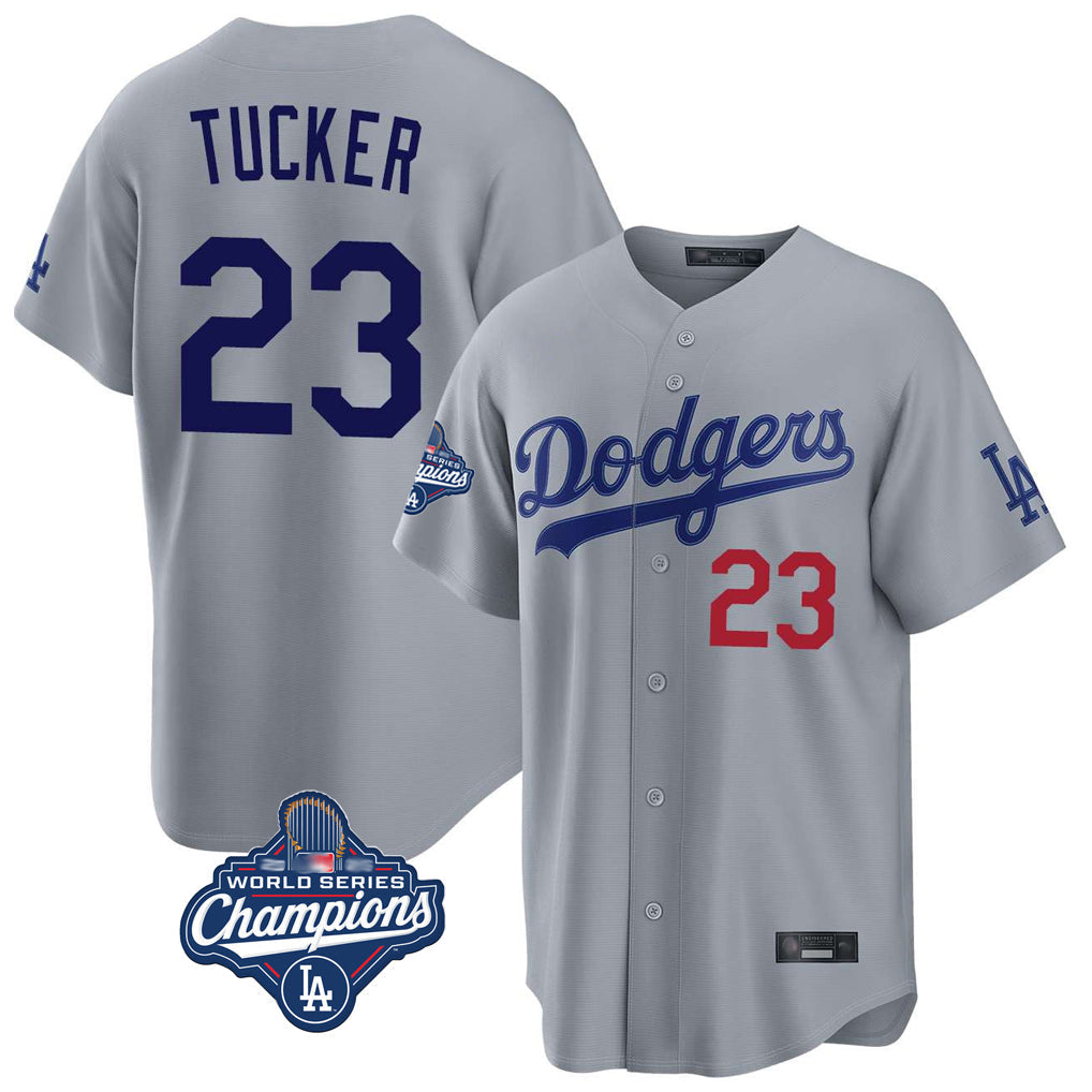 MATTH LA.Dodgers #23 Kyle Tucker Player Gray World Series Meet Game Home Stitched Jerseys