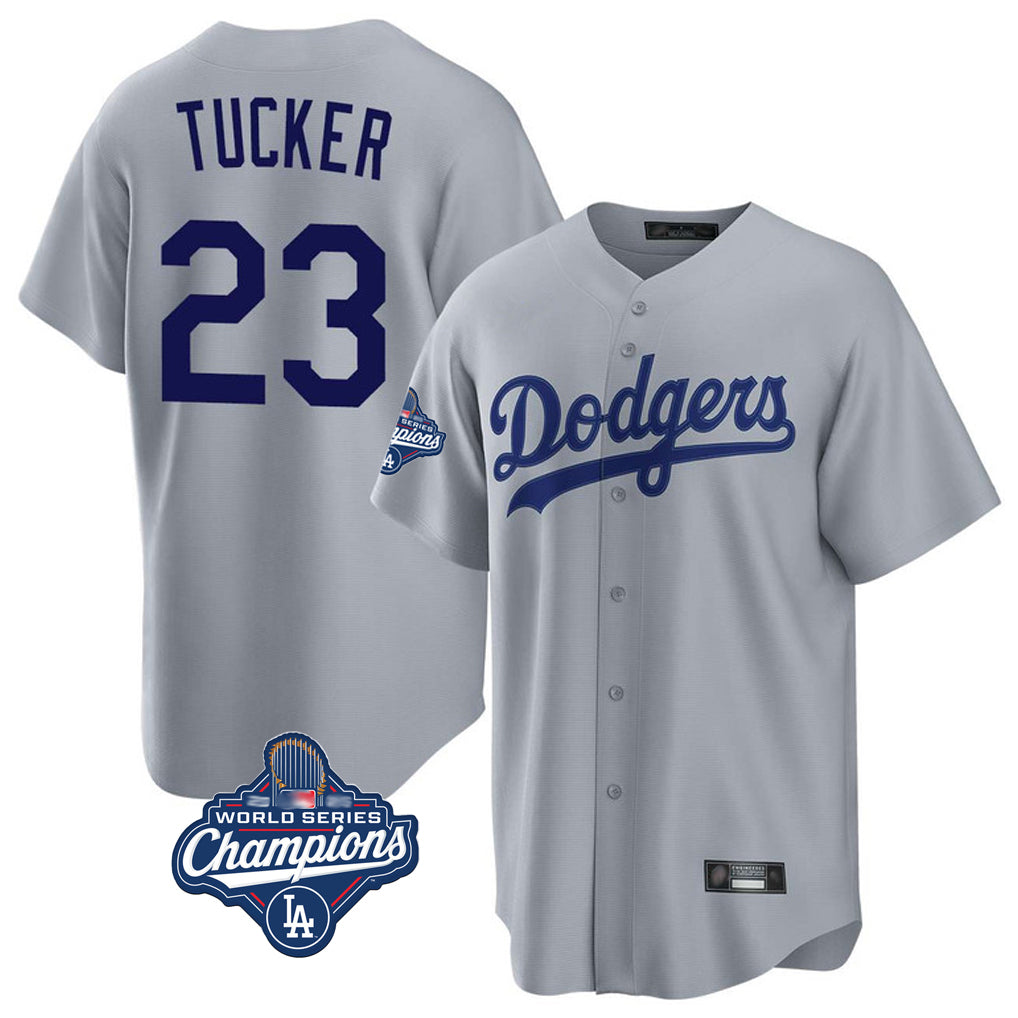 MATTH LA.Dodgers #23 Kyle Tucker Player Gray World Series Meet Game Stitched Jerseys