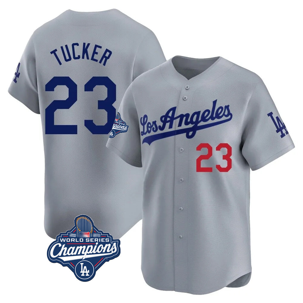 MATTH LA.Dodgers #23 Kyle Tucker Player Gray World Series Meet Limited Home Stitched Jerseys