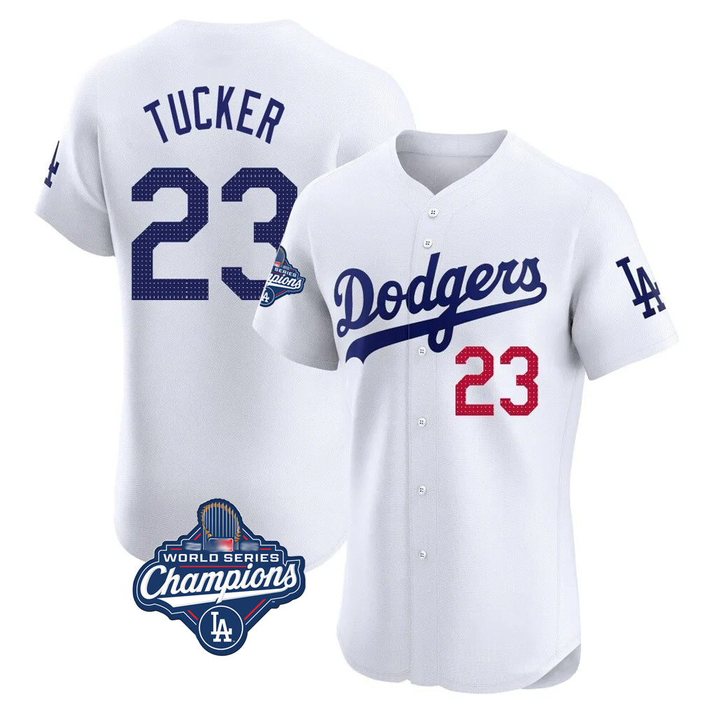 MATTH LA.Dodgers #23 Kyle Tucker Player White World Series Meet  Limited Elite Home Stitched Jerseys