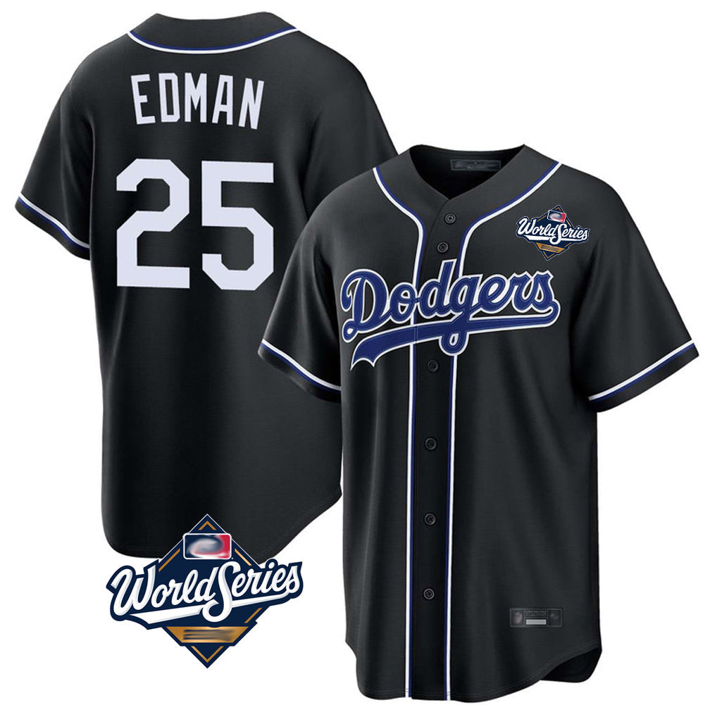 MATTH LA.Dodgers #25 Tommy Edman Player Black World Series Carbon Limited Home Stitched Jerseys