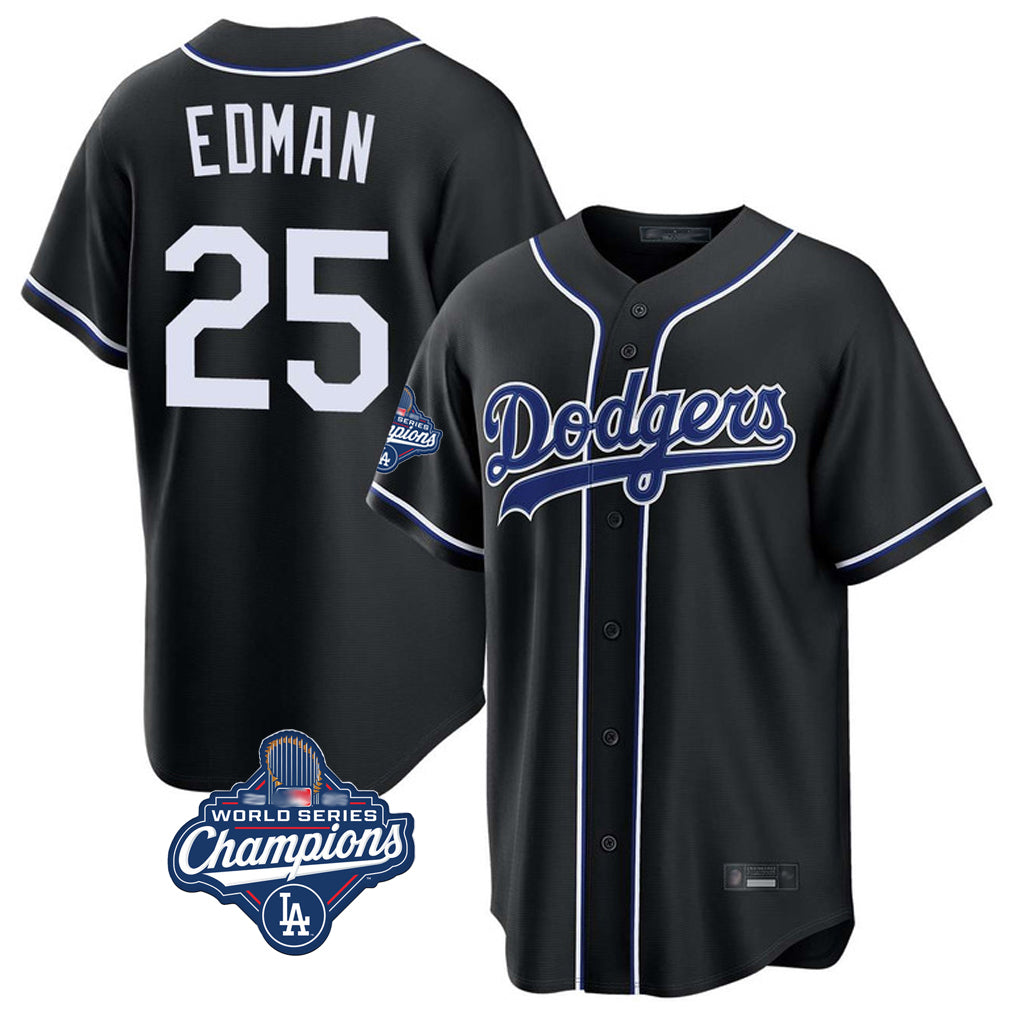 MATTH LA.Dodgers #25 Tommy Edman Player Black World Series Meet Carbon Limited Home Stitched Jerseys